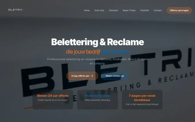 Screenshot of the Bletrix signage website (Helmond and Eindhoven)