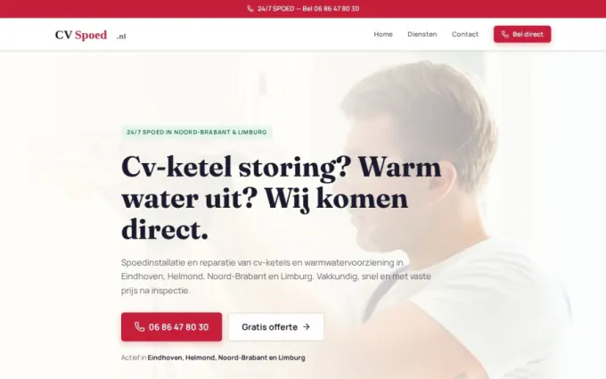 Screenshot of the CV Spoed website (Noord-Brabant)